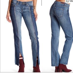 Blank‎ NYC Low Rise Two-Toned Blue Split Hem Distressed Denim